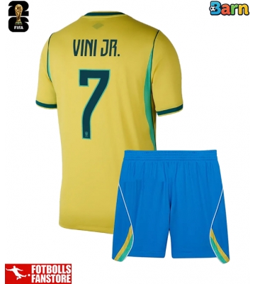 Brasilien Vinicius Junior #7 Hemmatröja Barn VM 2026 Kortärmad (+ Korta byxor)
